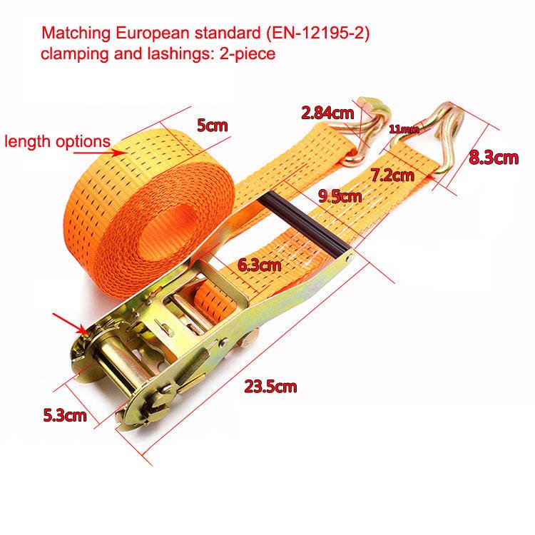 5000kg 50mm 10m cargo control Ratchet tie down Belt Straps Set Ratchet Buckle Lashing Strap