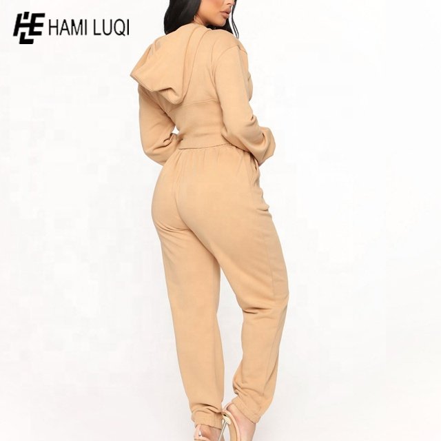Wholesale custom Women's Oversized Cropped Hoodie and Joggers set Loungewear clothing womens 2 piece set tracksuit