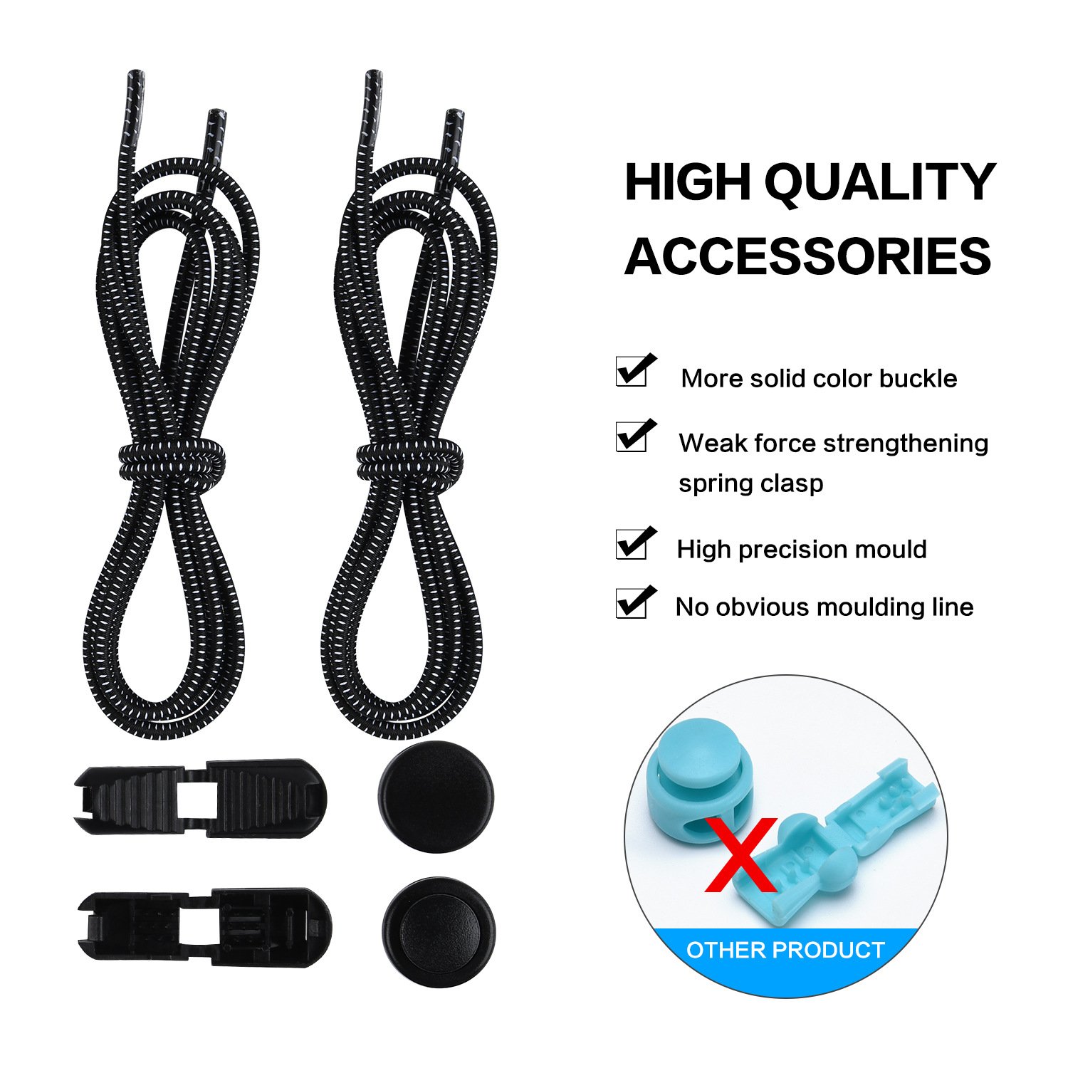 1 Pair 24 Colors KIDS Round Locking No Tie ELASTIC ShoeLaces Quick Lazy SHOE ROPE