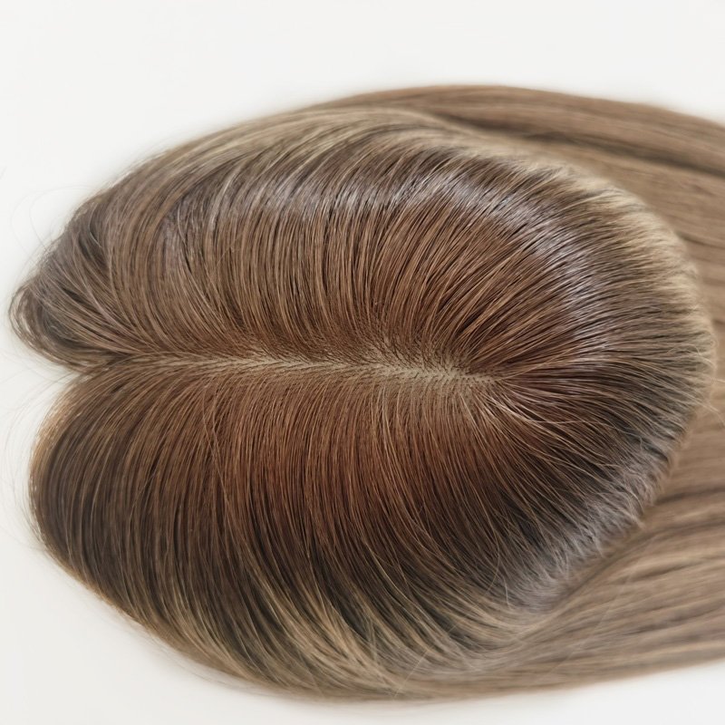 All Hand Tied Front Hairline Hidden Knot Real Scalp Silk Base Topper Natural Human Hair Women Toupee Lace Topper