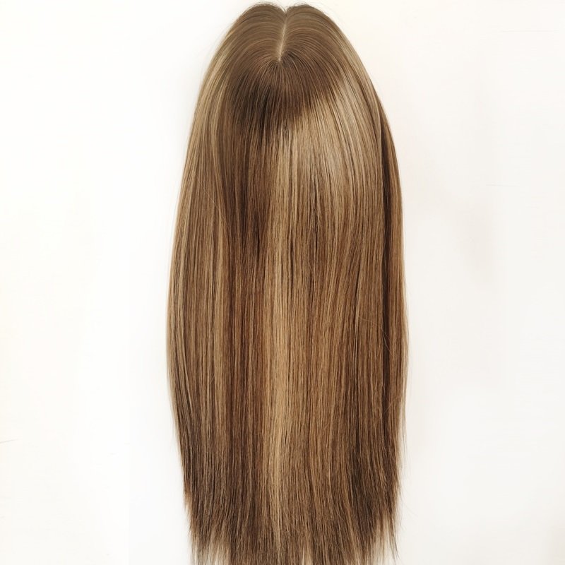 All Hand Tied Front Hairline Hidden Knot Real Scalp Silk Base Topper Natural Human Hair Women Toupee Lace Topper