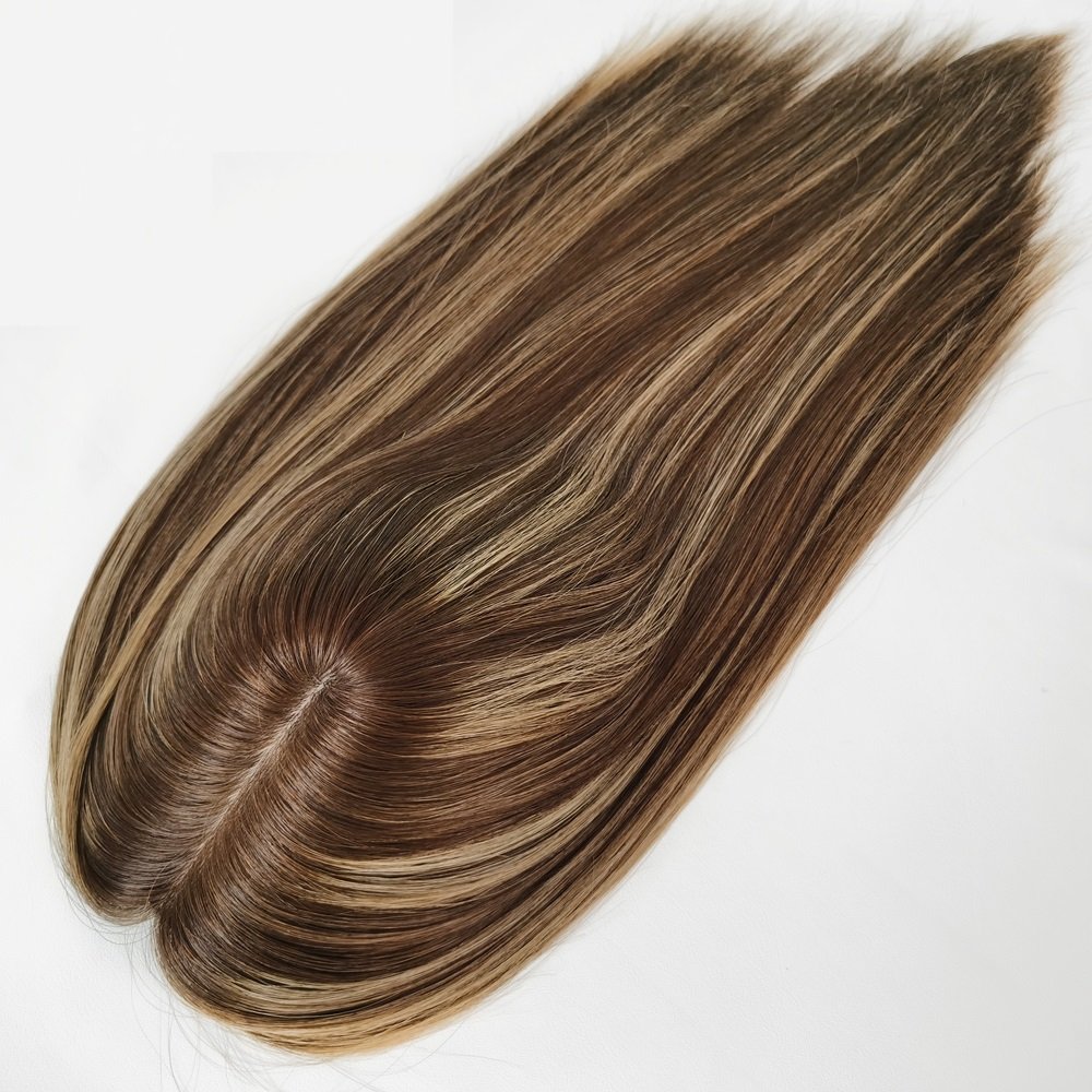 All Hand Tied Front Hairline Hidden Knot Real Scalp Silk Base Topper Natural Human Hair Women Toupee Lace Topper