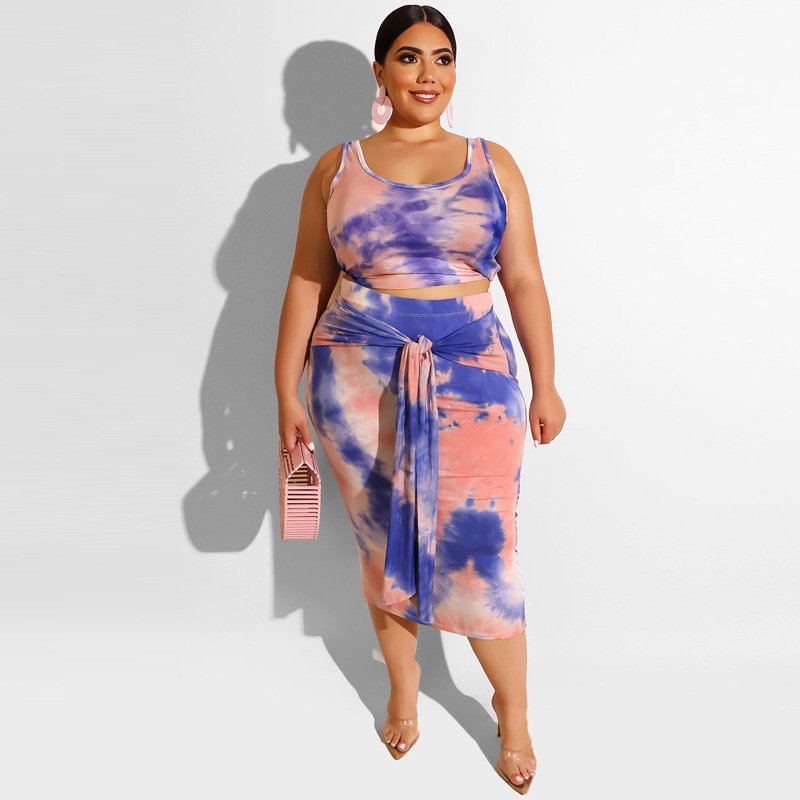 XL-5XL New Design Fat Women Plus size Clothing Fashion Bodycon Casual Plus Size Dress Dye Tie Women Dresses