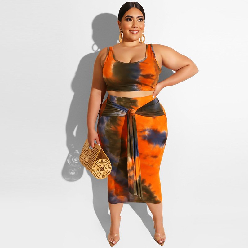 XL-5XL New Design Fat Women Plus size Clothing Fashion Bodycon Casual Plus Size Dress Dye Tie Women Dresses