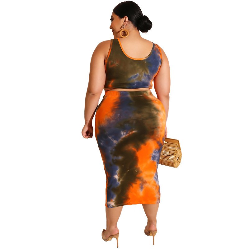 XL-5XL New Design Fat Women Plus size Clothing Fashion Bodycon Casual Plus Size Dress Dye Tie Women Dresses