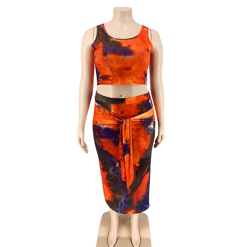 XL-5XL New Design Fat Women Plus size Clothing Fashion Bodycon Casual Plus Size Dress Dye Tie Women Dresses