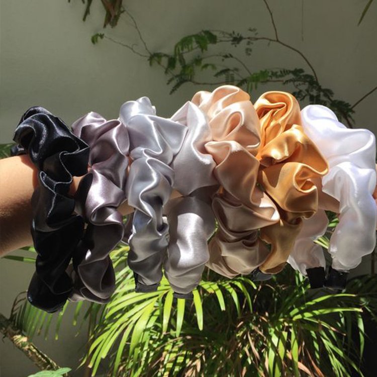 wholesale Factory custom logo bulk women large silk satin scrunchy hair ties 100% mulberry silk hair scrunchie