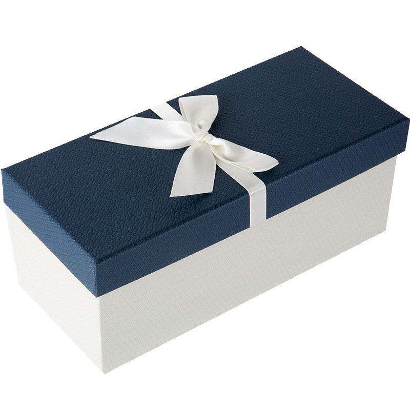 hot sale rectangular gift box with bow tie luxury paper box empty cardboard wedding gift box packaging with ribbon logo printing