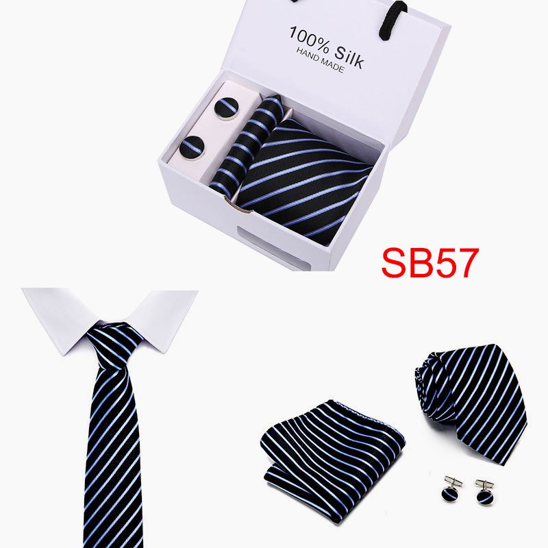 Custom logo Gift box Mens Skinny Ties Fashion Jacquard Woven Silk Ties Mens Wedding Business tie sets