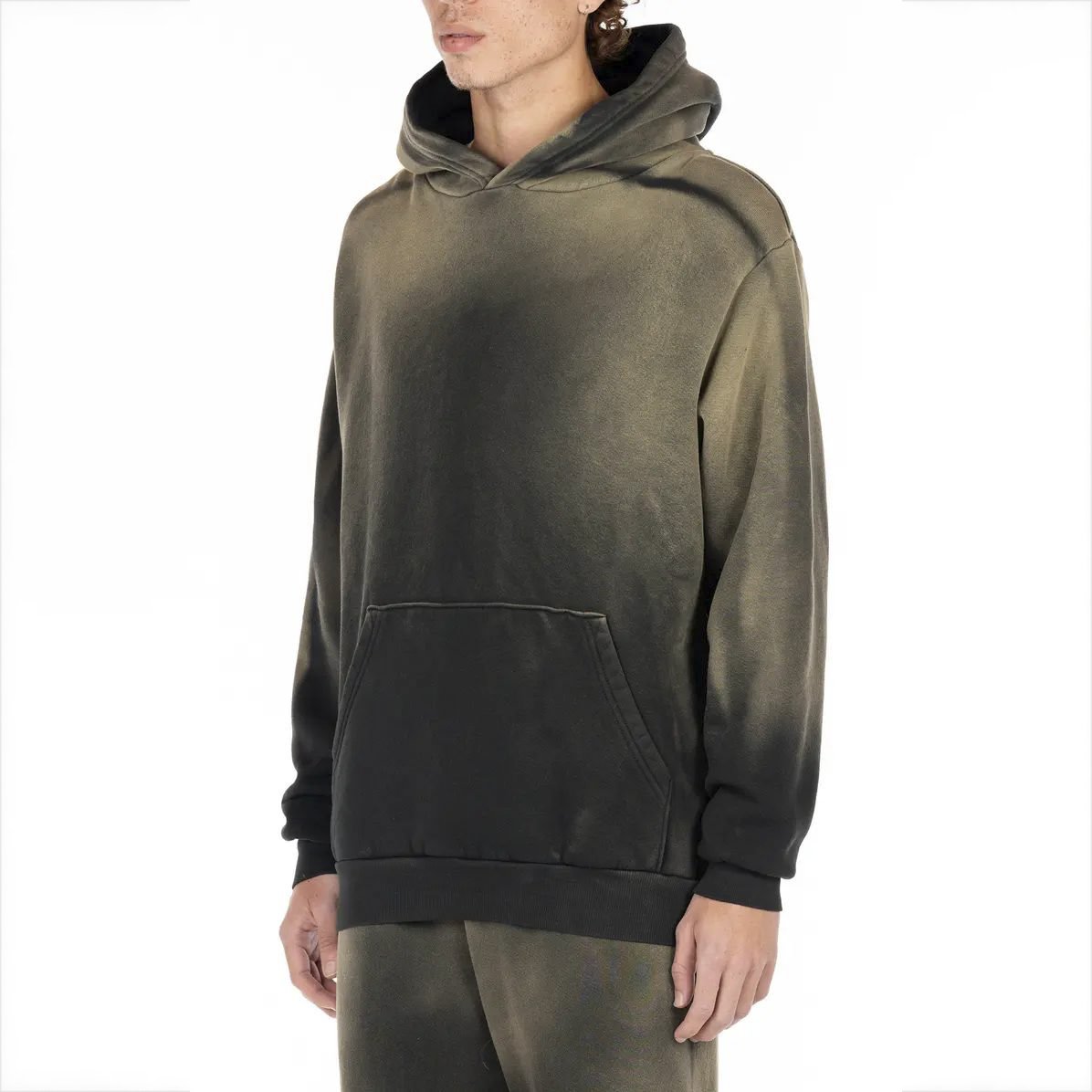 Decheng Factory High Quality Custom Light Weight Cotton Polyester Pullover Blank Oversized Acid Wash Ripped Raw Hem Hoodie