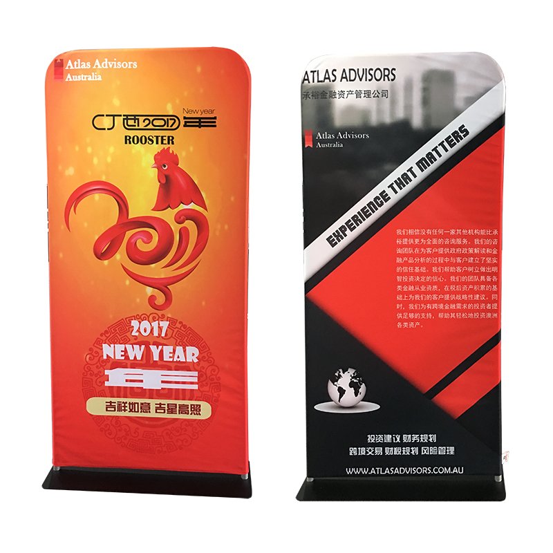Brand New Product Customize Pop Up Ez Straight Tube Banner Stand Curved Tension Fabric Tube Display Slim Wave
