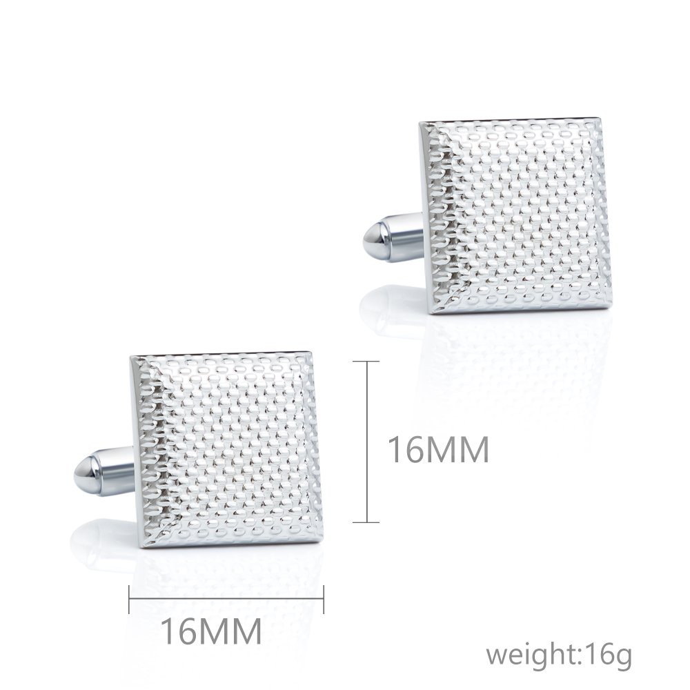 High quality fashion low price French square silver pattern metal cufflinks for men wedding