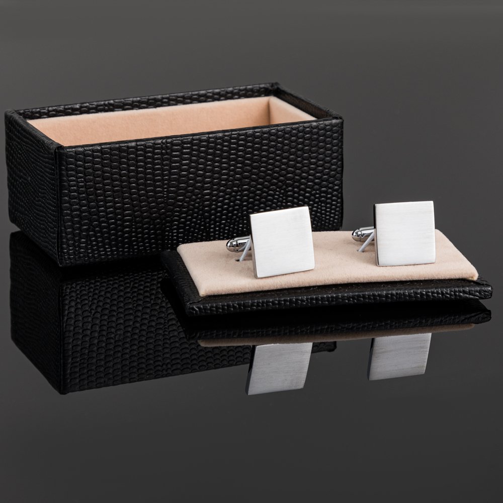 High quality fashion low price French square silver pattern metal cufflinks for men wedding