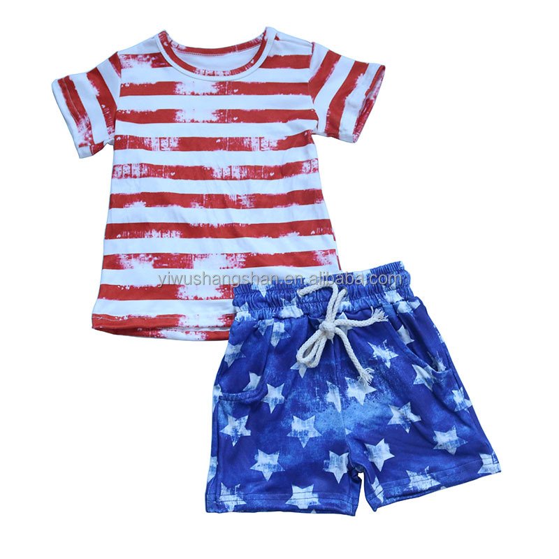 Wholesale Summer July 4th Printed Kids Girls Romper Tie Up Backless Sleeveless Toddler Baby Bubble With Ruffle