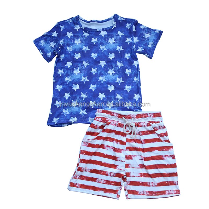 Wholesale Summer July 4th Printed Kids Girls Romper Tie Up Backless Sleeveless Toddler Baby Bubble With Ruffle