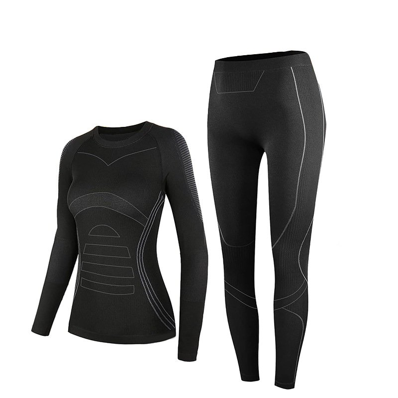Womens Thermal Underwear Set Skiing Winter Warm Base Layers Tight Long Johns Top & Bottom