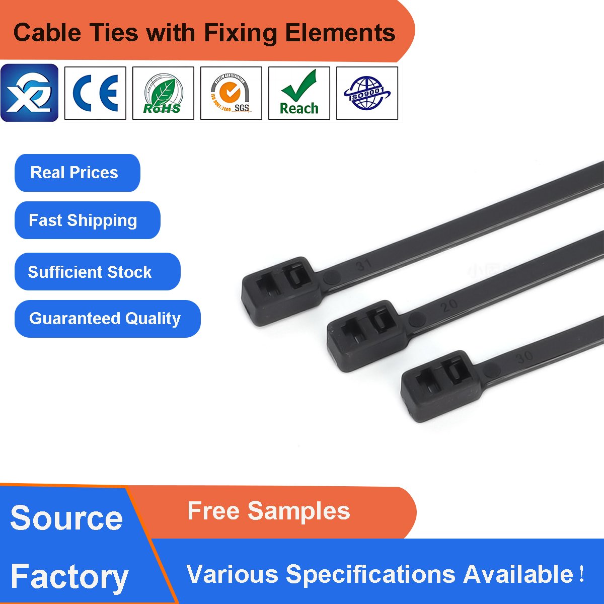 Ready to Ship High Quality Self-locking Plastic Nylon Zip Tie X32 Double Head Cable Ties