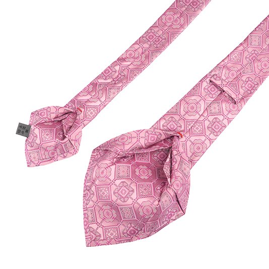 Pure Silk Tie Men Wine Red Geometric Custom 7 Fold Neckties