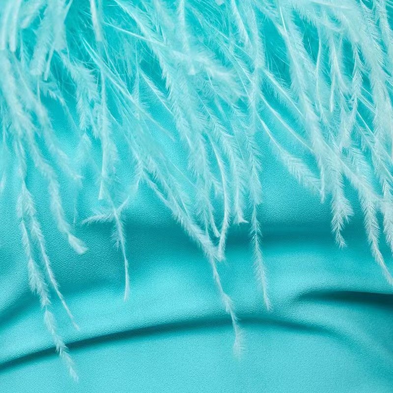Women Luxury Evening Elegance Luxury Feather One Shoulder Cocktail Dresses Party Dress