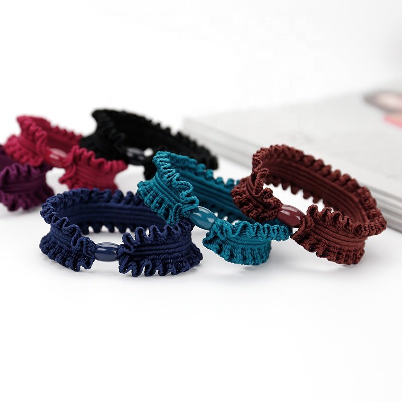 2021Korea Sweet Elastic Braided Big Bow Flower Bracelet Hair Tie Head Rope Hair Scrunchies For Women