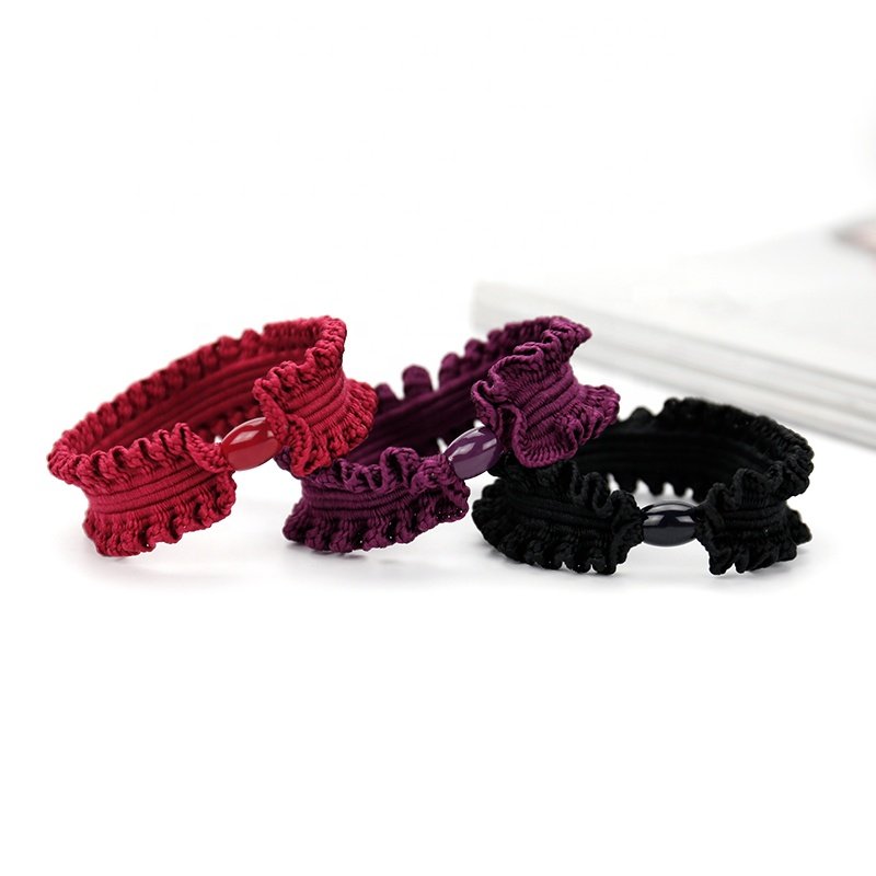 2021Korea Sweet Elastic Braided Big Bow Flower Bracelet Hair Tie Head Rope Hair Scrunchies For Women