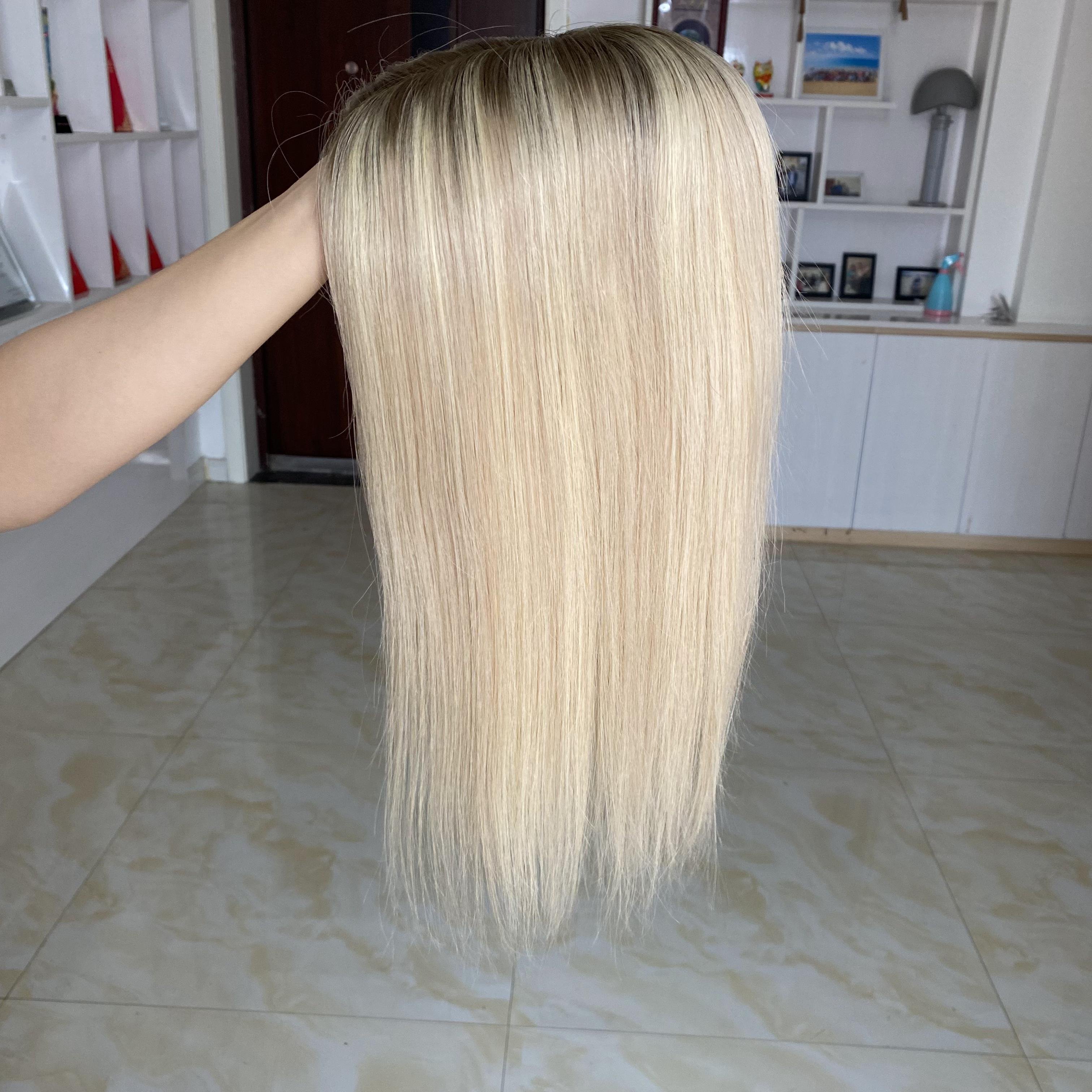 Natural Looking New Arrival Stock Chinese European Raw Virgin Silk Human Hair Topper For Women Silk Base Topper
