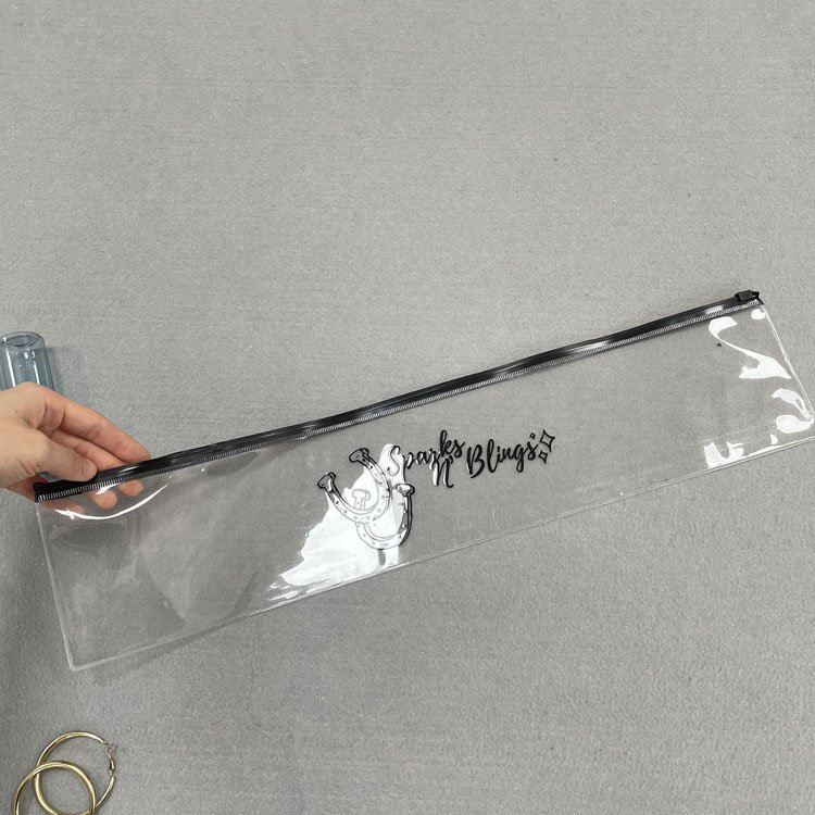 Customized Transparent Wigs Cosmetic Packaging Bags Clear Frosted PVC Plastic Zipper Bags For Hair Extensions Packing With Logo