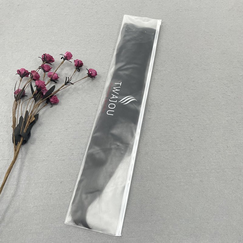 Customized Transparent Wigs Cosmetic Packaging Bags Clear Frosted PVC Plastic Zipper Bags For Hair Extensions Packing With Logo