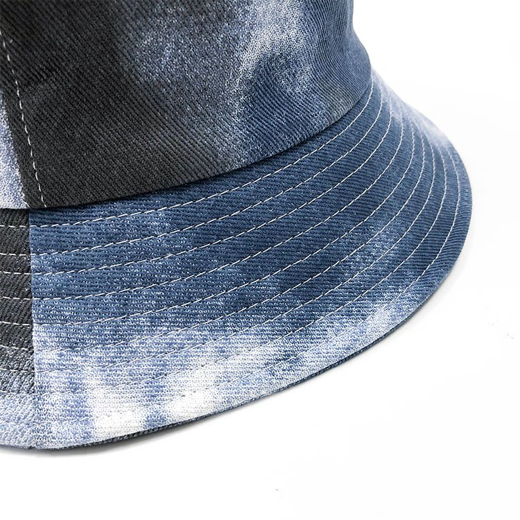 60cm cotton custom high quality rainbow reversable blank embroidered tie and dye dyed printing color summer fisherman bucket hat