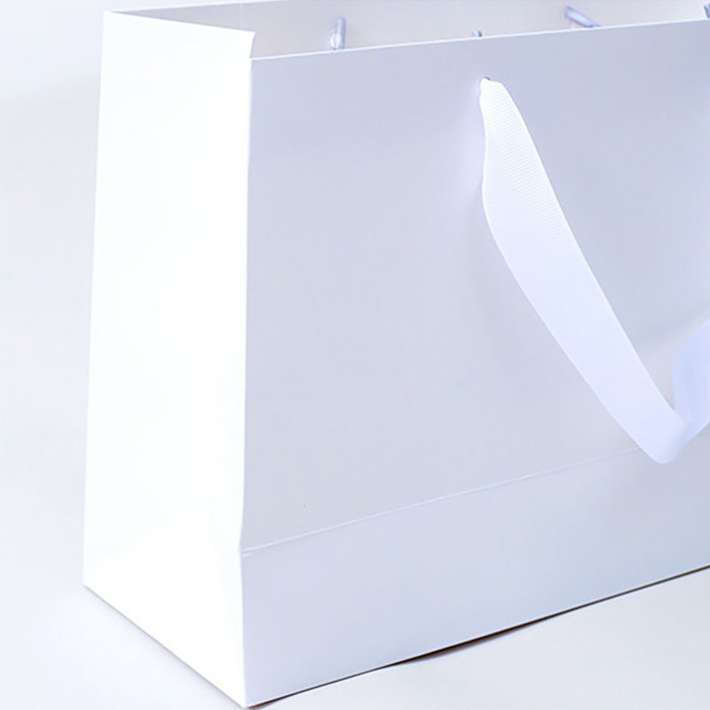 HDPK Custom White Gift Shopping Bag With Ribbon Handle Luxury