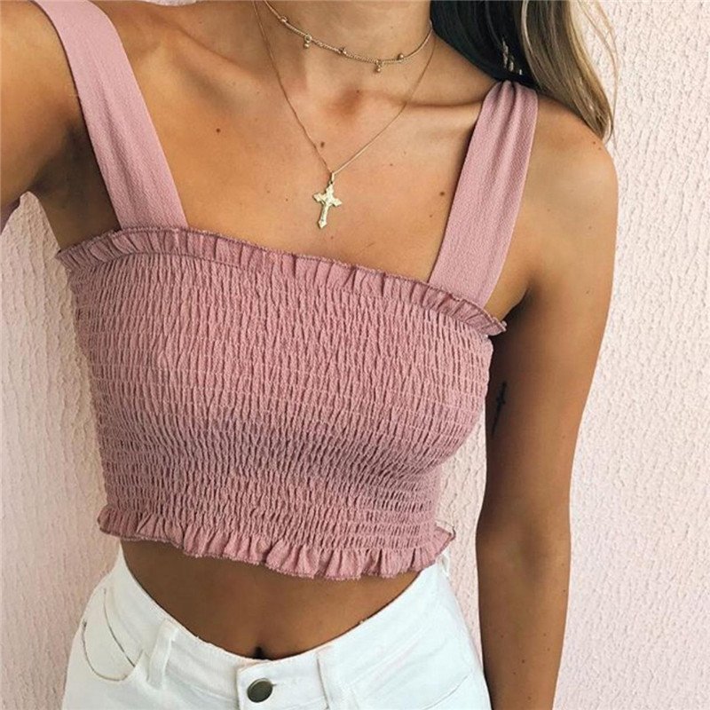 Machine Streetwear Bustier Camisole Lace Up Short Solid Color Short Vest Cute Women Summer Outfits Rib Tied Tube Up Crop Top