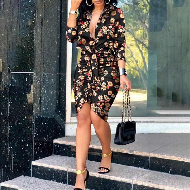 Fashionable New Design Long Sleeve T Shirt Dresses Women Casual