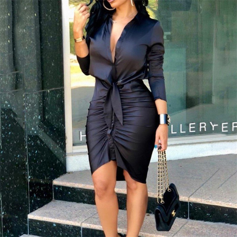 Fashionable New Design Long Sleeve T Shirt Dresses Women Casual