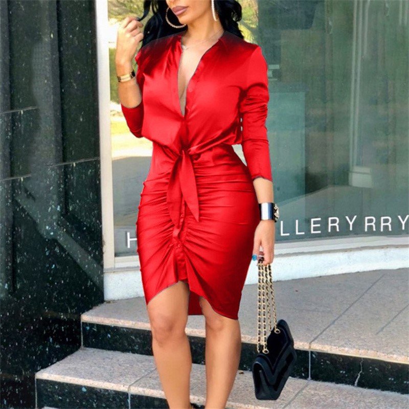 Fashionable New Design Long Sleeve T Shirt Dresses Women Casual