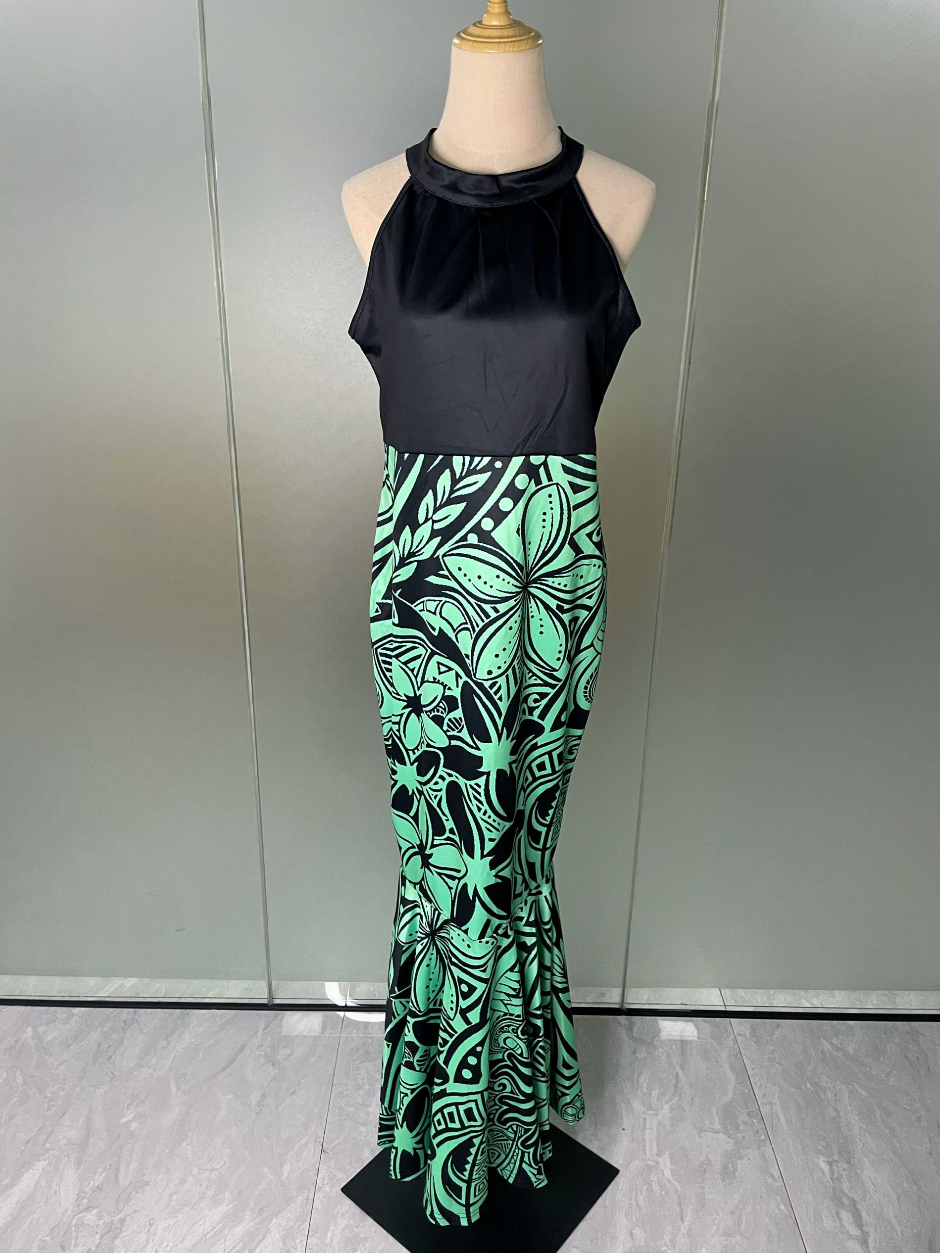 Low Price Wholesale Custom Halter Sleeveless Mermaid Dresses TE PA Polynesian Tribal Fishtail Evening Dresses With Back Neck Tie