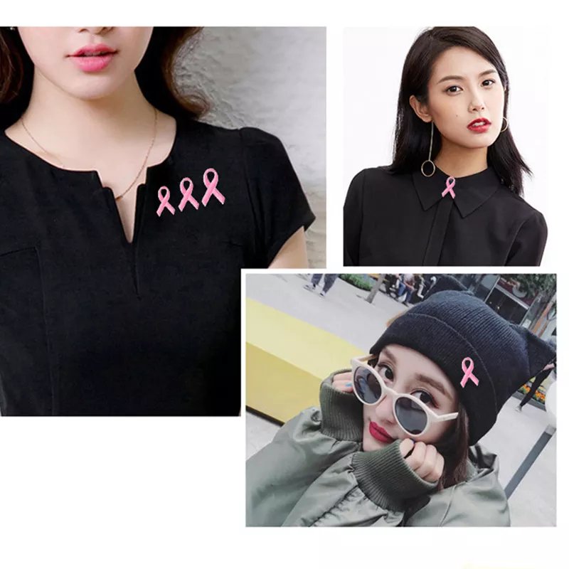 Manufacturer Enamel Breast Cancer Awareness Pink Ribbon Backpack Suit Hat Clothes Tie Scarf Button Pin Badge Brooches Lapel Pin