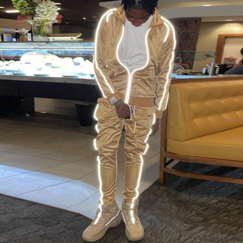 Custom Fitness Clothing 3m Reflective Tracksuit Jogger Set Men Track Suit Quality Sweatsuit For Men