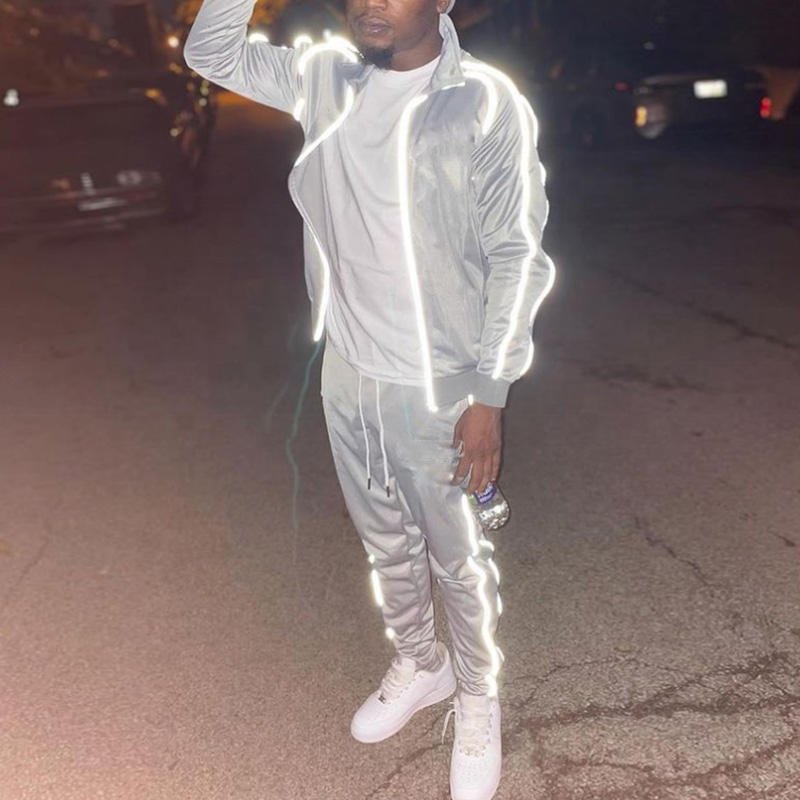 Custom Fitness Clothing 3m Reflective Tracksuit Jogger Set Men Track Suit Quality Sweatsuit For Men