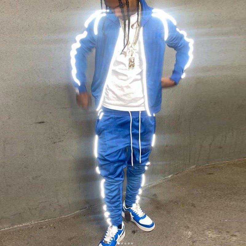 Custom Fitness Clothing 3m Reflective Tracksuit Jogger Set Men Track Suit Quality Sweatsuit For Men