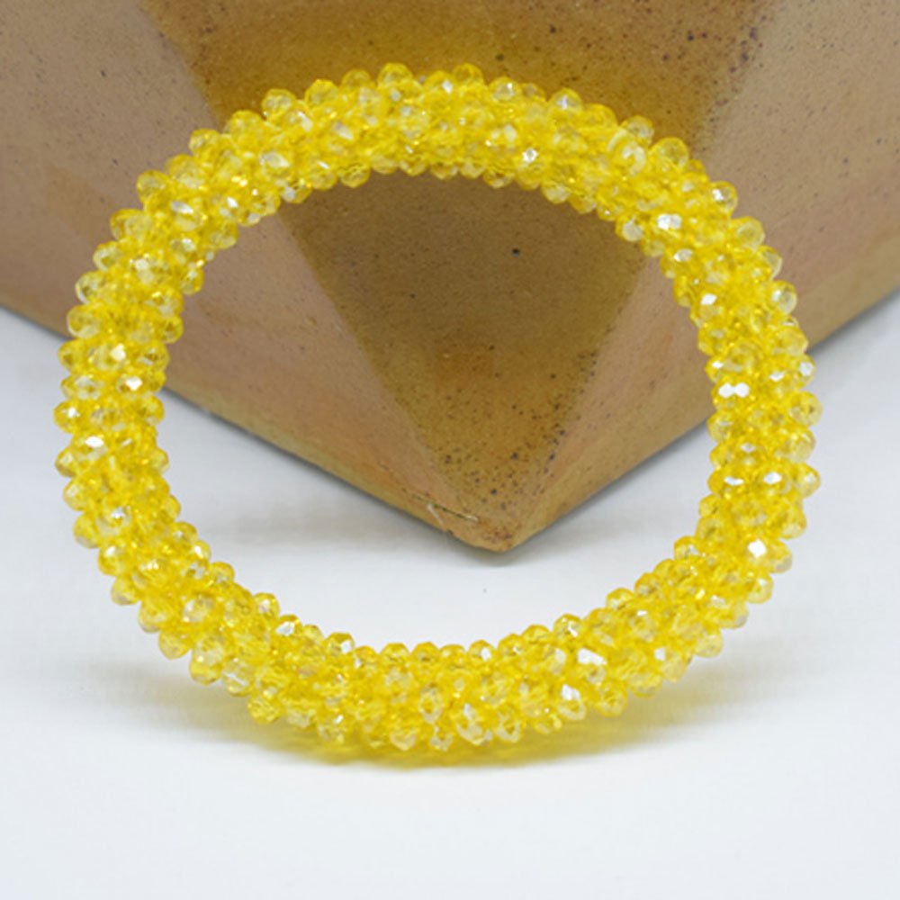 bohemian nepal glass faceted crystal ball beads beaded adjustable elastic bangle bracelets jewelry hair ties for women jewelry
