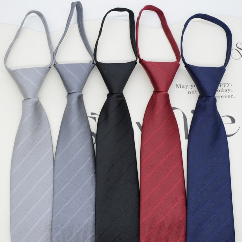 Tie men formal business gentleman 8CM no tie lazy work professional wear black Tibetan gray