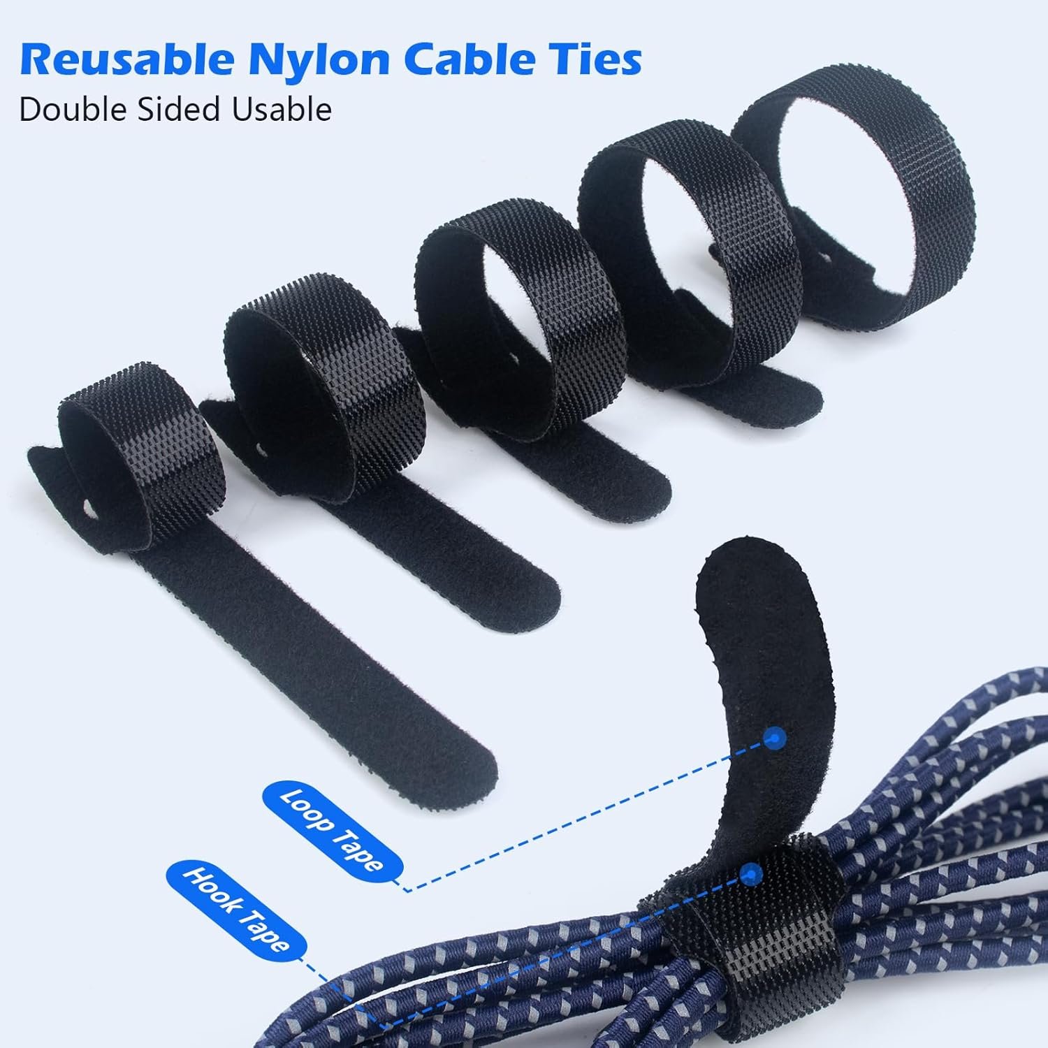 Reusable Fastening Cable Ties 6 Print Self Adhesive Network Cable Manager Straps Wire Cord Organizer For Home Management