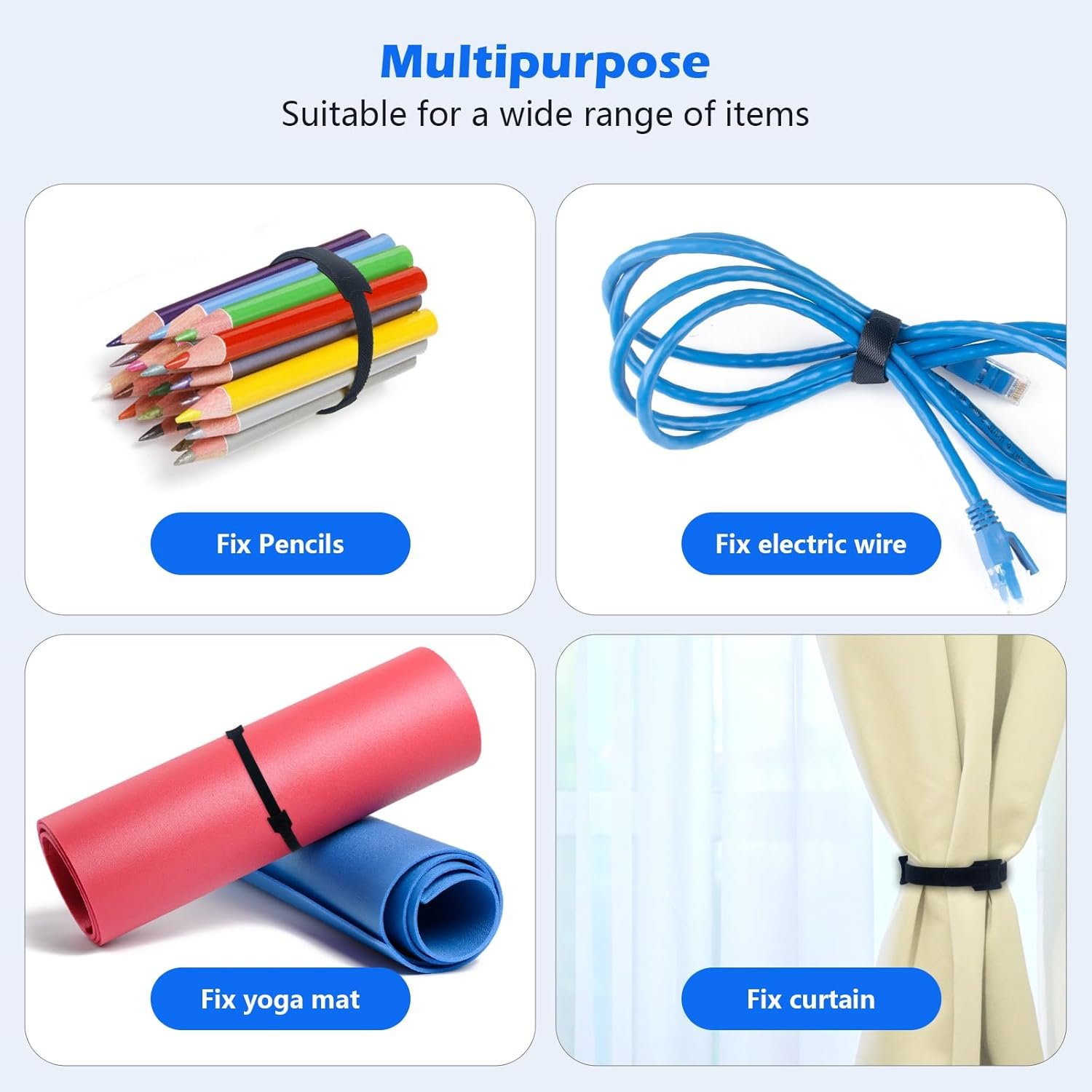 Reusable Fastening Cable Ties 6 Print Self Adhesive Network Cable Manager Straps Wire Cord Organizer For Home Management