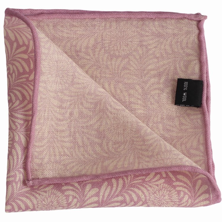 Hand Rolled Floral Wool Custom Print Wholesale SWIRLING LEAVES Design Pocket Squares for Men