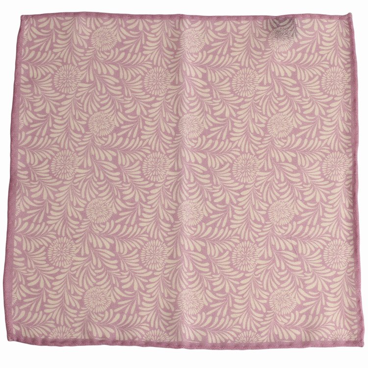 Hand Rolled Floral Wool Custom Print Wholesale SWIRLING LEAVES Design Pocket Squares for Men
