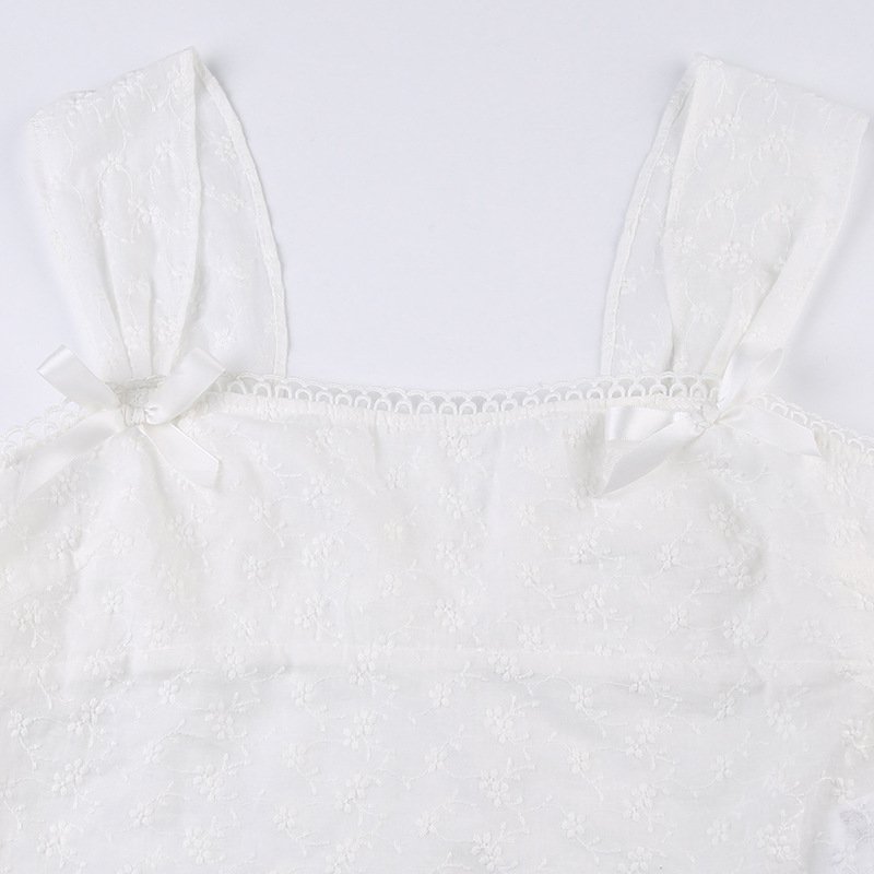 Sweet and gentle jacquard inside top girl's age-sensitive bow tie tie slim side zipper strap small vest