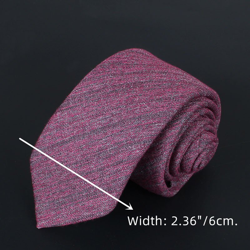 Men Skinny Wedding Necktie Fashion Business Casual High Quality Cotton Linen Solid Color 6cm Narrow Ties