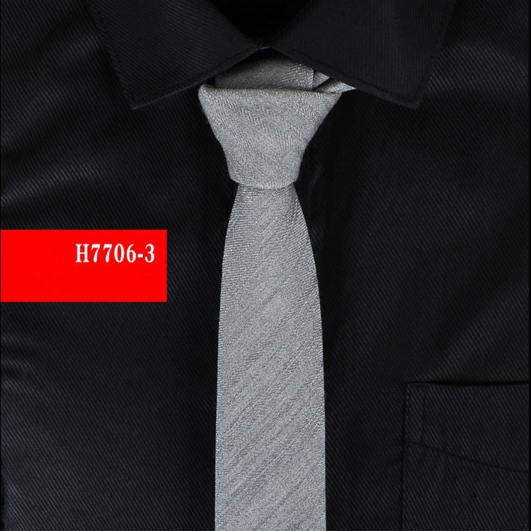 Men Skinny Wedding Necktie Fashion Business Casual High Quality Cotton Linen Solid Color 6cm Narrow Ties