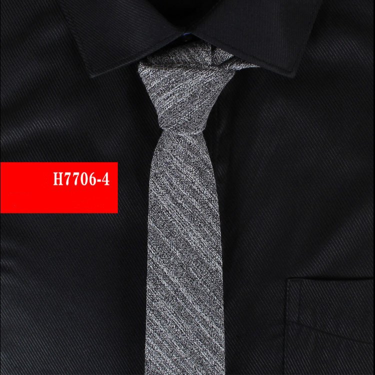Men Skinny Wedding Necktie Fashion Business Casual High Quality Cotton Linen Solid Color 6cm Narrow Ties