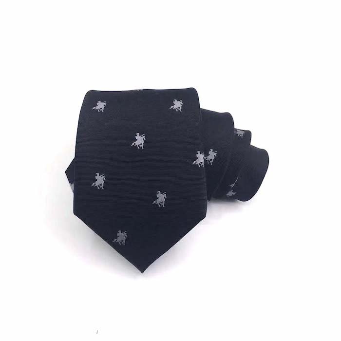 Navy ground White flower Jacquard Silk Ties in Necktie
